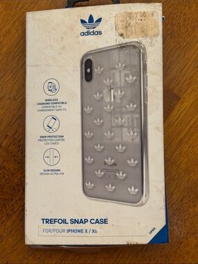 adidas Trefoil Snap Case for iPhone X / Xs – Clear Gray Trefoil Pattern